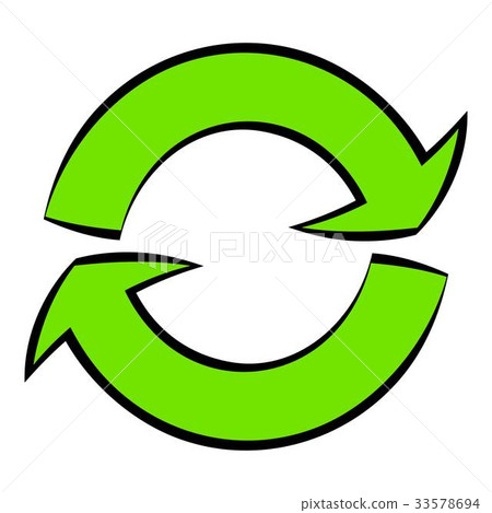 Green circular arrows icon cartoon 33578694