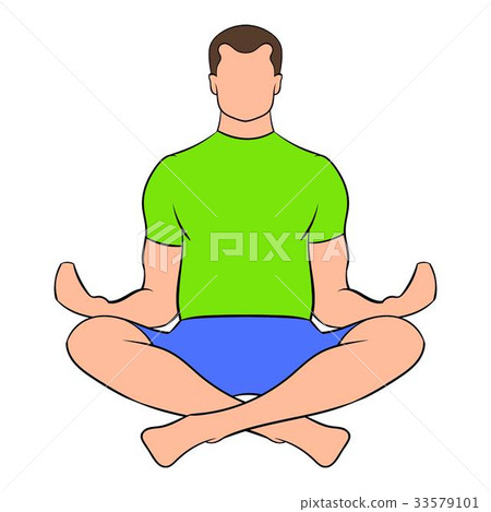 Man sitting in lotus posture icon cartoon Man sitting in lotus posture icon cartoon 33579101