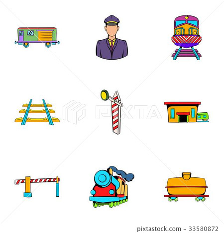 Train icons set, cartoon style 33580872