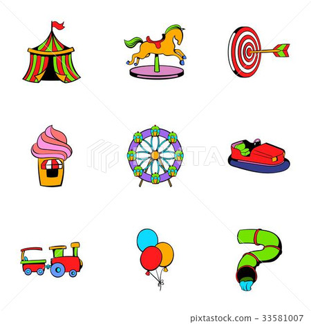 Children park icons set, cartoon style Children park icons set, cartoon style 33581007