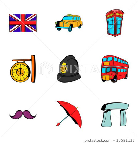 London icons set, cartoon style 33581135