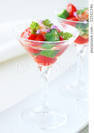 Gelato of cherry tomatoes and okra Gelato of cherry tomatoes and okra 33581240