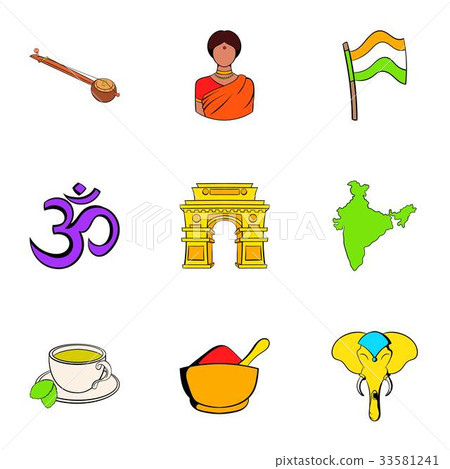Indians icons set, cartoon style Indians icons set, cartoon style 33581241