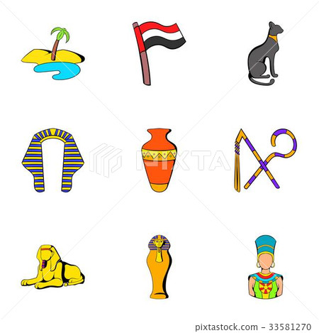 Egyptians icons set, cartoon style Egyptians icons set, cartoon style 33581270