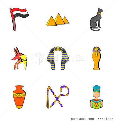 Egyptian culture icons set, cartoon style 33581272