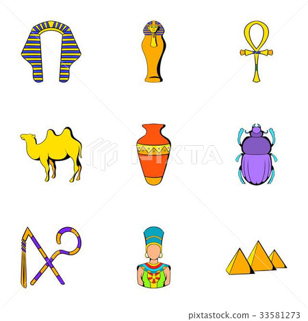 Pharaoh icons set, cartoon style 33581273