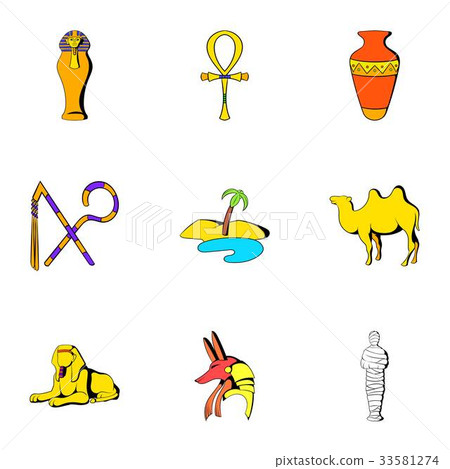 Pyramid icons set, cartoon style 33581274
