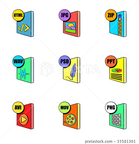 Computer file icons set, cartoon style - Stock Illustration [33581301 ...