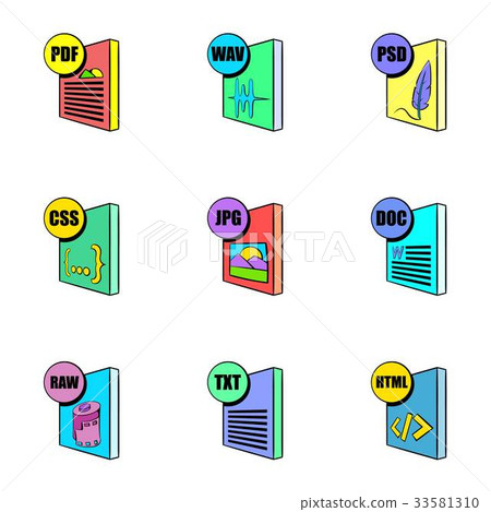 Download file icons set, cartoon style Download file icons set, cartoon style 33581310