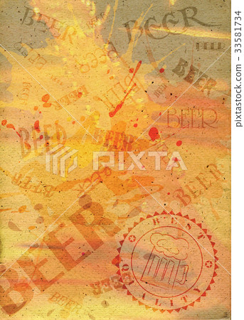 Abstract paper background with spilled beer stains Abstract paper background with spilled beer stains 33581734