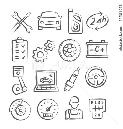 Auto Service Doodle Icons 33581978
