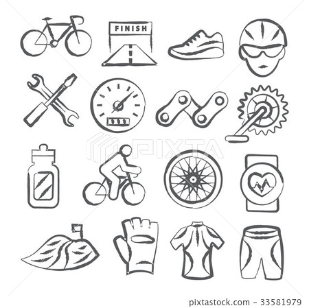 Biking Doodle Icons 33581979