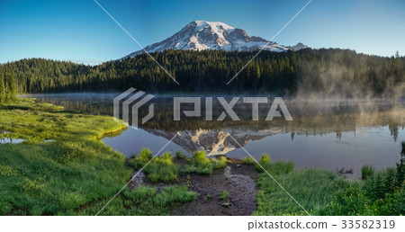 Mt Rainier at Reflection Lakes Sunrise 33582319