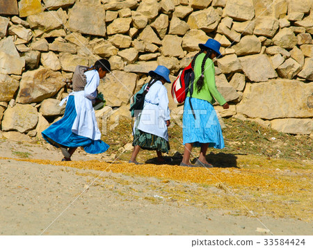 Bolivian children on the way to school Bolivian children on the way to school 33584424