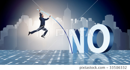 Businessman vaulting over word no 33586332