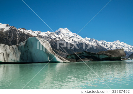 Mt Cook viewed from Tasman Lake, New Zealand 33587492
