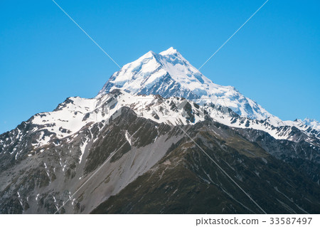 Close up view of Mt Cook in New Zealand Close up view of Mt Cook in New Zealand 33587497