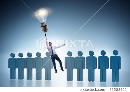 Businessman in career promotion concept Businessman in career promotion concept 33588821