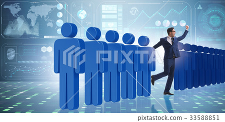 Standing out from crowd concept with businessman 33588851