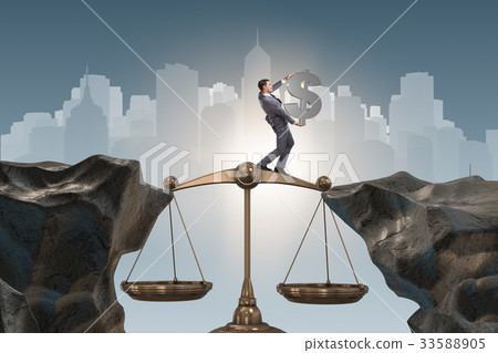 Businessman holding dollar sign in justice concept 33588905