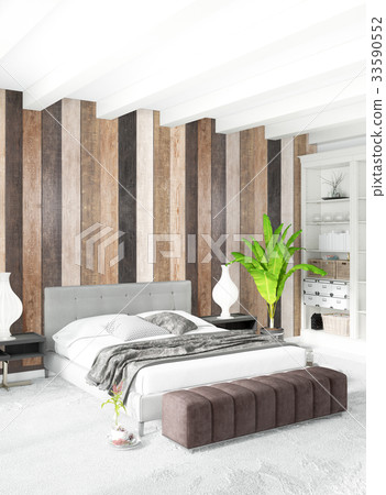 White bedroom minimal style Interior design with 33590552