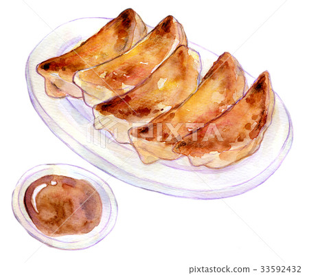 水彩例證食物餃子 水彩例證食物餃子 33592432