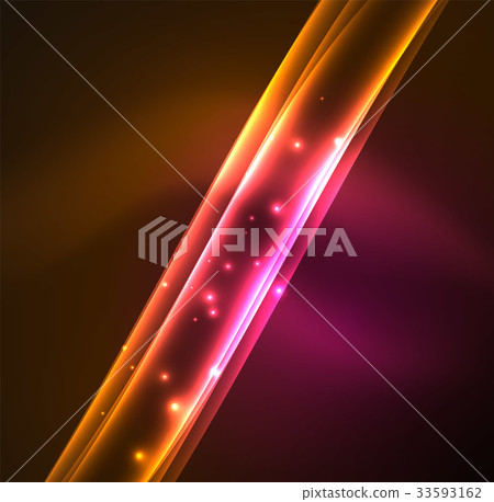 Energy lines, glowing waves in the dark, vector 33593162