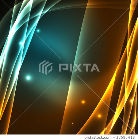 Energy lines, glowing waves in the dark, vector Energy lines, glowing waves in the dark, vector 33593418