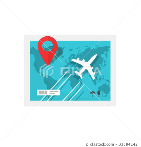 Air delivery service concept, flat cartoon plane Air delivery service concept, flat cartoon plane 33594142