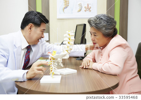 male doctor is examining elderly patient in clinic male doctor is examining elderly patient in clinic 33595468