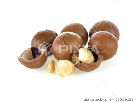 macadamia nuts on white background macadamia nuts on white background 33599122
