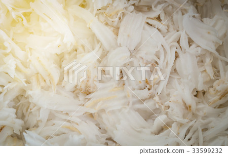Slice of young coconut meat texture and background 33599232