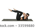 Woman exercising on yoga mat. Isolated on white. 33599880
