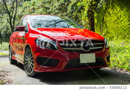 紅色汽車和綠色風景 33600213