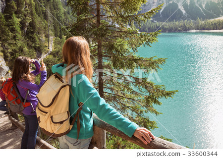 Walk around the lake Braies lake 33600344