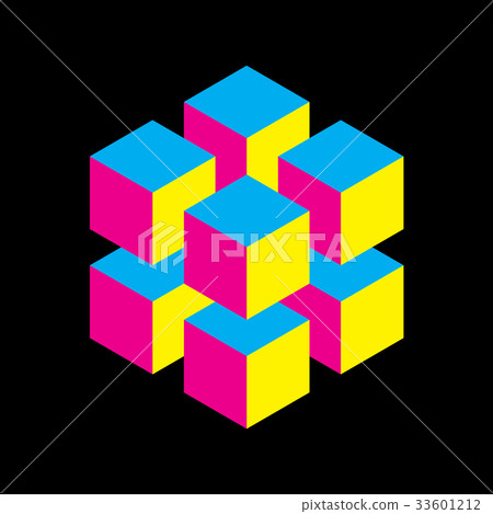 Geometric cube of 8 smaller isometric cubes in Geometric cube of 8 smaller isometric cubes in 33601212