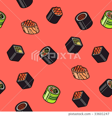 Sushi flat outline isomeric pattern 33601247