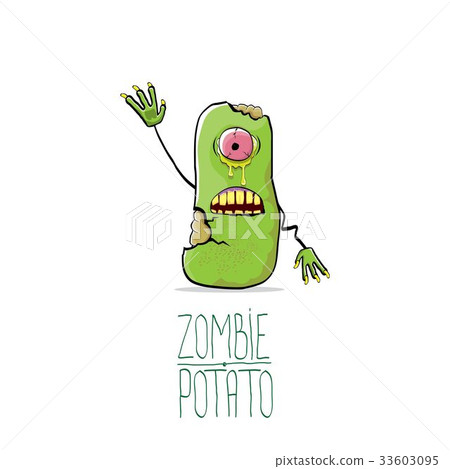 vector funny cartoon cute green zombie potato 33603095