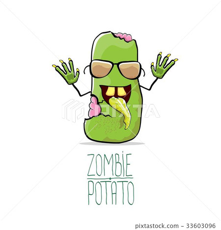 vector funny cartoon cute green zombie potato 33603096