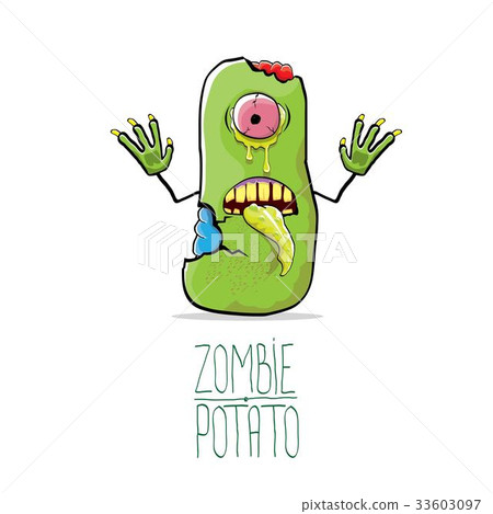 vector funny cartoon cute green zombie potato 33603097