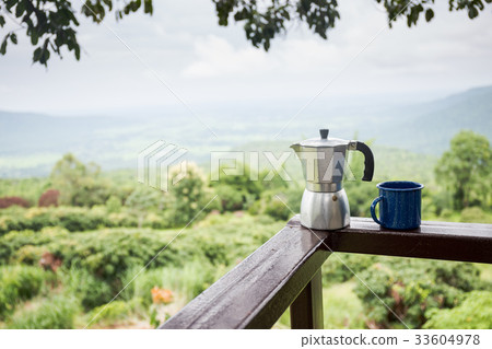 Moka pot and bule cup Moka pot and bule cup 33604978
