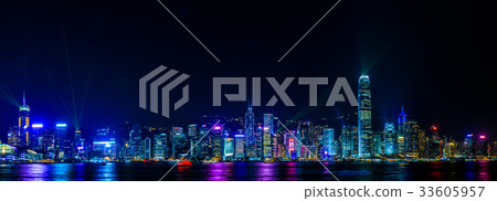 香港夜景和激光錶演大全景 33605957