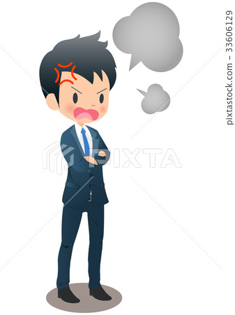 在得到的衣服的年輕男性商人憤怒地惱怒 33606129