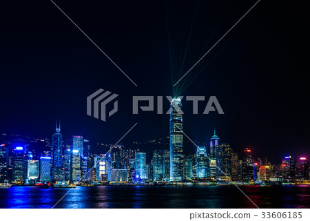 Hong Kong night view and laser show 33606185