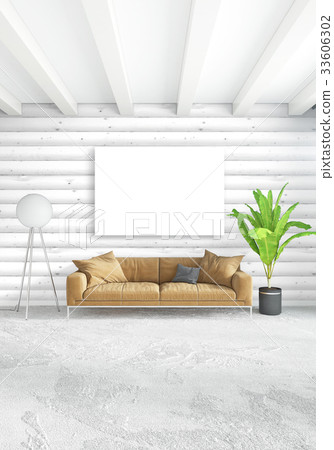 White bedroom minimal style Interior design with 33606302