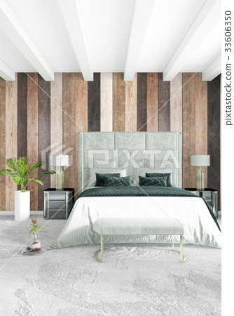 White bedroom minimal style Interior design with 33606350