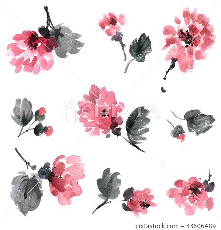 Watercolor flowers set Watercolor flowers set 33606489