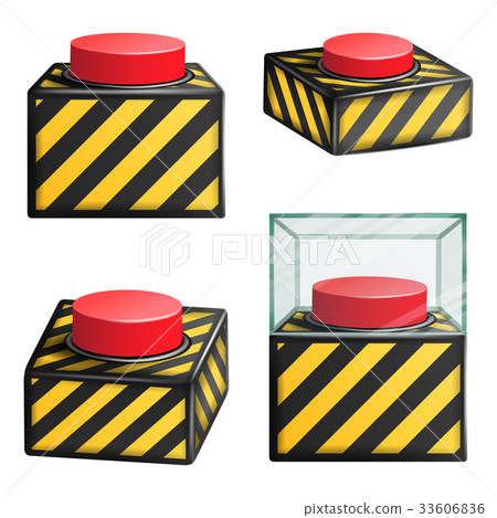 Red Panic Button Set Isolated Vector. Red Alarm 33606836