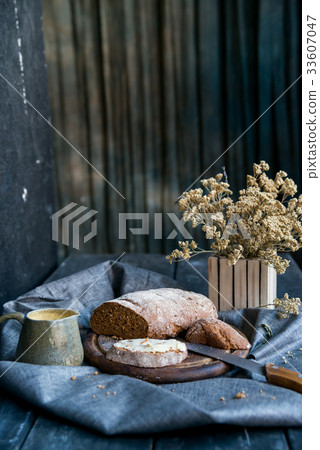 Studio shot breakfast with sandwich and coffee Studio shot breakfast with sandwich and coffee 33607047