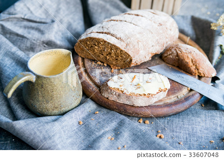 Studio shot breakfast with sandwich and coffee Studio shot breakfast with sandwich and coffee 33607048